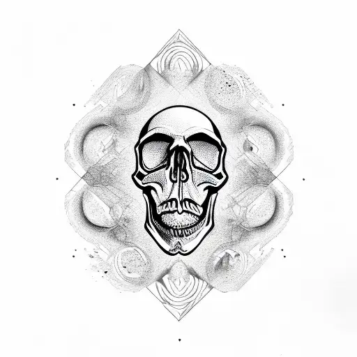 Skull Surrounded By A Burst Of Geometric Shapes