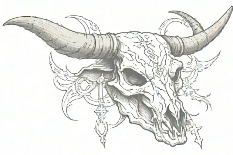 Bull Skull With Cross On The Forehead