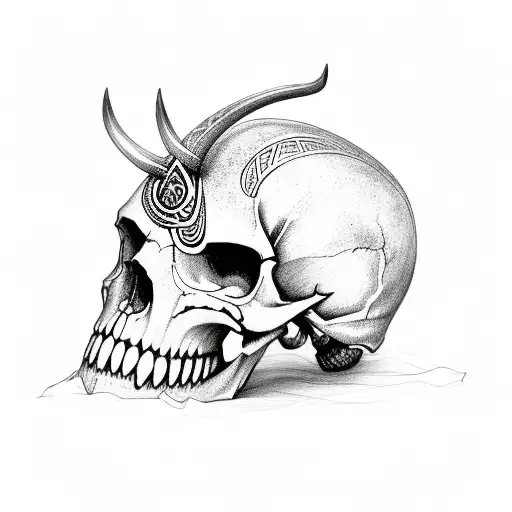 Norse Animal Skull Tribal Sketch