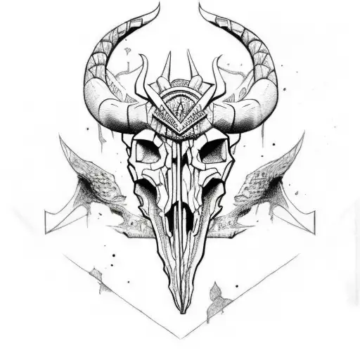 Norse Animal Skull Tribal Sketch