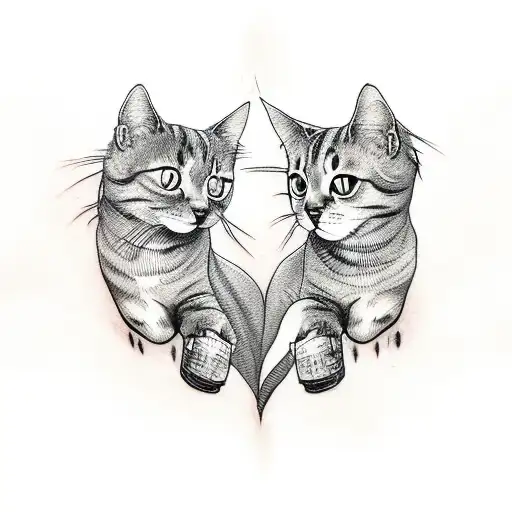 Couple Tattoo For People Who Love Each Other With Cat