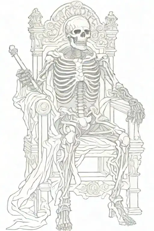Skeleton King Sitting On Throne