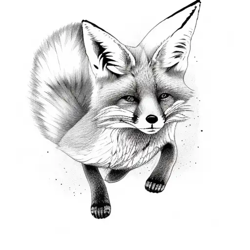 Full Body Fox Getting Ready To Jump