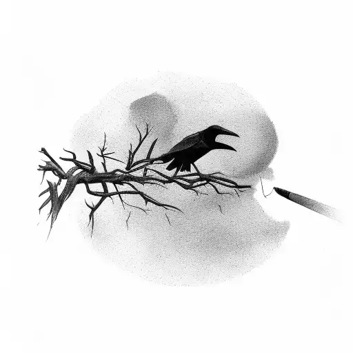Crows With Smoke Coming Out Of Empty Eyesocketsitting On Withered Tree