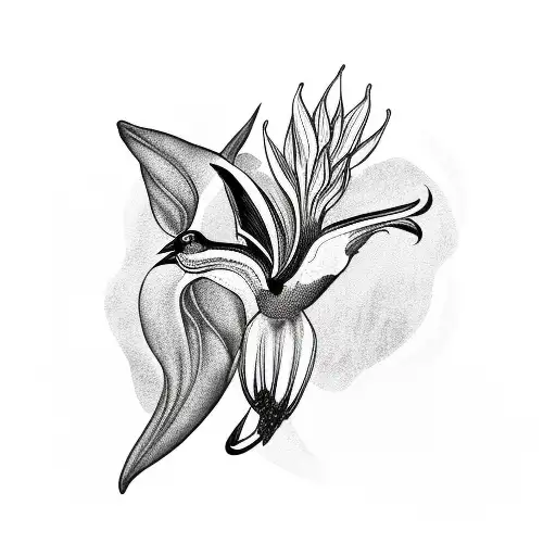 Arm Sleeve With Bird-of-paradise Flower And Cardinal