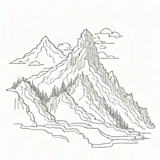 Mountain Going Down To A Valley