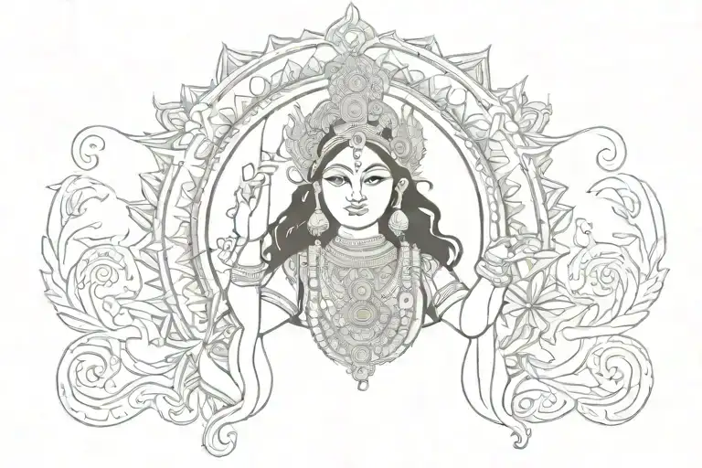 Daughter Dhriti Tatto Design Inspired By Maa Durga