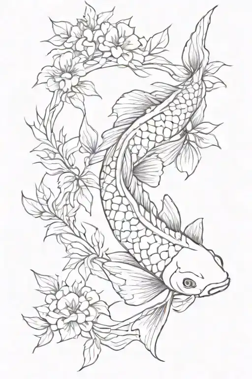 A Koi Fish Surounded By Thorns Wrapped