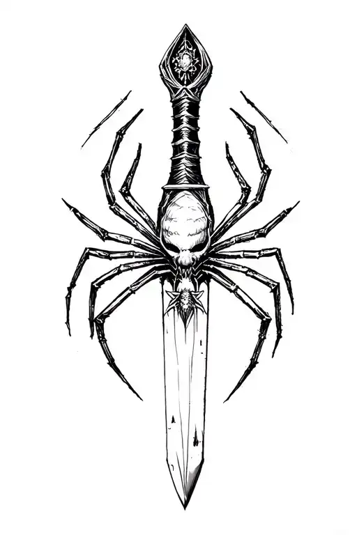 Gothic Dagger With Spider