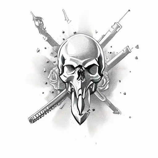 Skull Roses Gamebling Guns