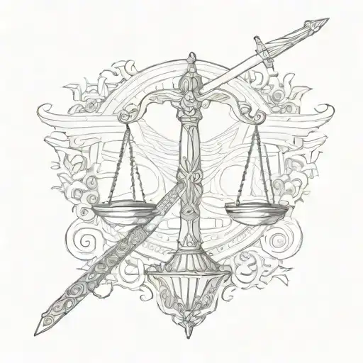 Law Scales With Turkish Sword As Base
