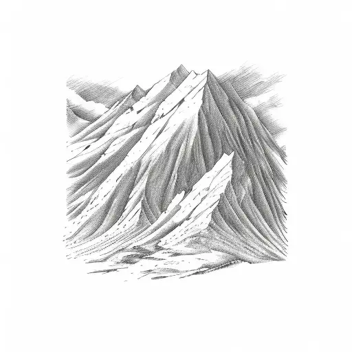 A Sketch-style Map Of A Mountain Range With A Soldier's Footsteps Leading Towards It
