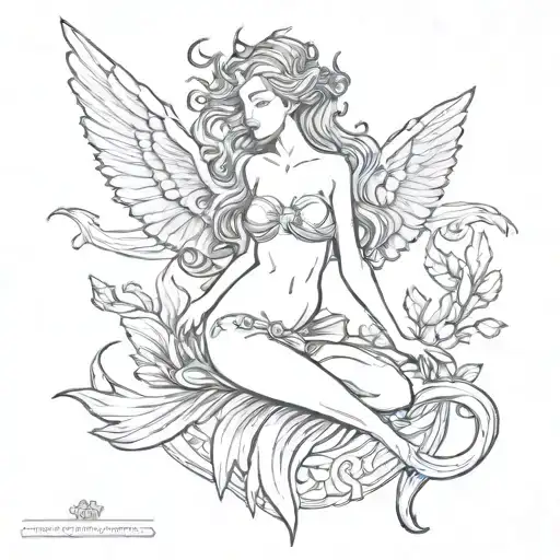 Bestiary Mermaid With Wings And Face Of A Greek Statue