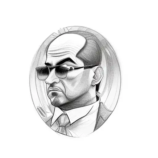 A Sketch-style Portrait Of A Mafia Figure Counting Money