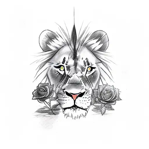 A Warrior At Little Dawn With His Pet Lion Holding A Book And A Little Rose