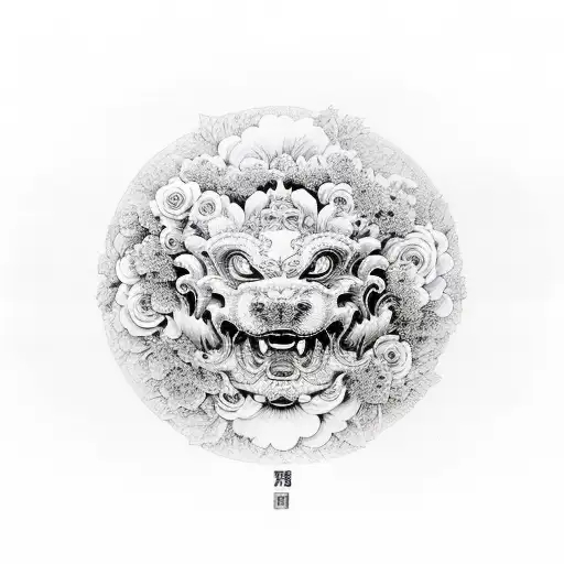 Foo Dog With Flowers