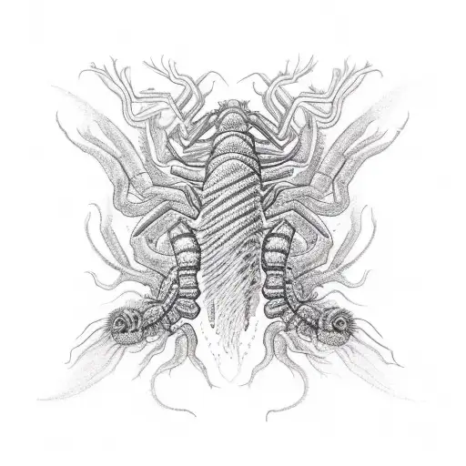 Creepy Centipede Tattoo Stencil