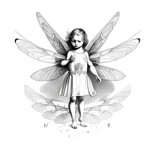 Cherub With Dragonfly Wings