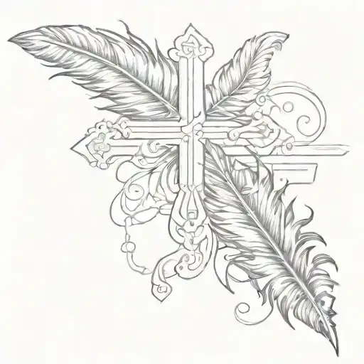 Cross With Feather Behind