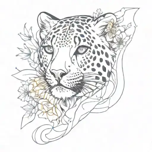 A Unique Sleeve Design Merging A Snow Leopard With Elements Of Nature And Celestial Bodies