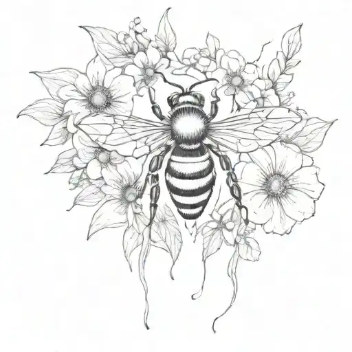 Bee With 3 Flowers