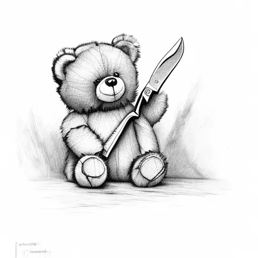Teddy Bear Holding A Knife