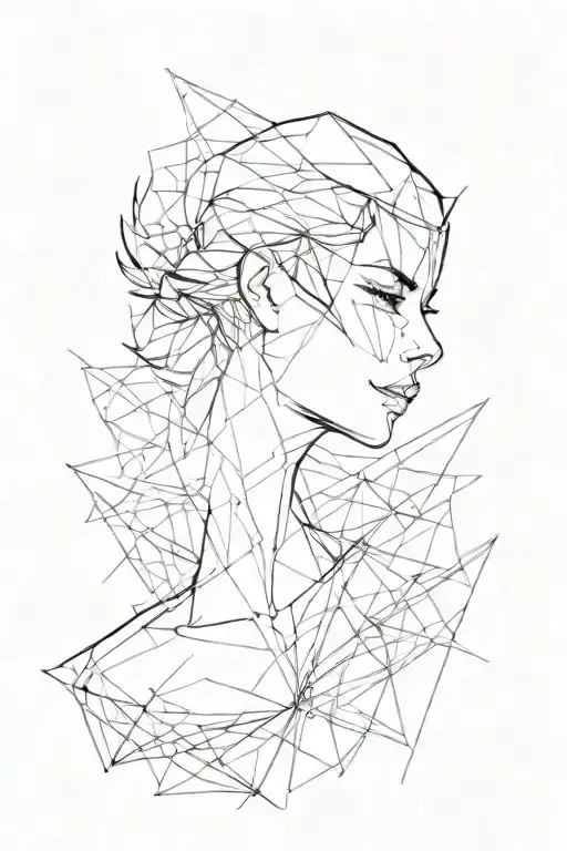 Abstract Lines On The Shoulder And Collarbone