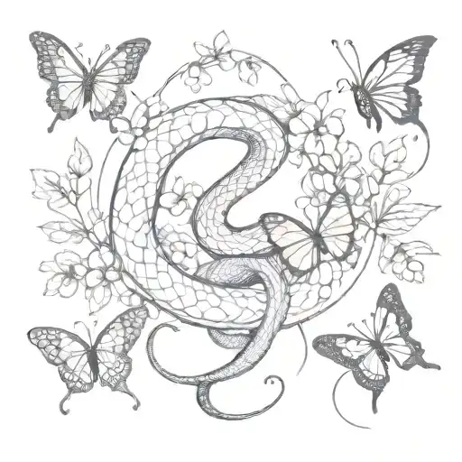 Snake With Butterflies