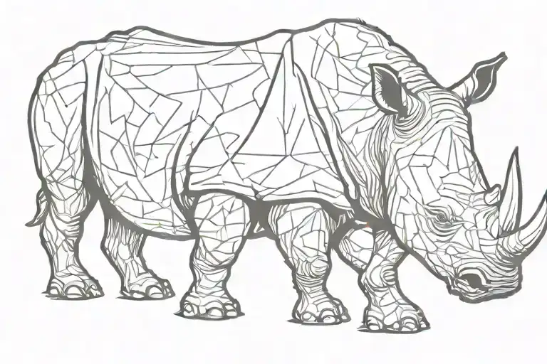 Rhino Stencil Black With Baby