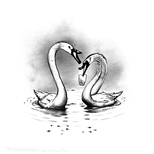 Two Swans In Love
