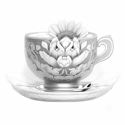 Flower On The Arabic Coffee Cup