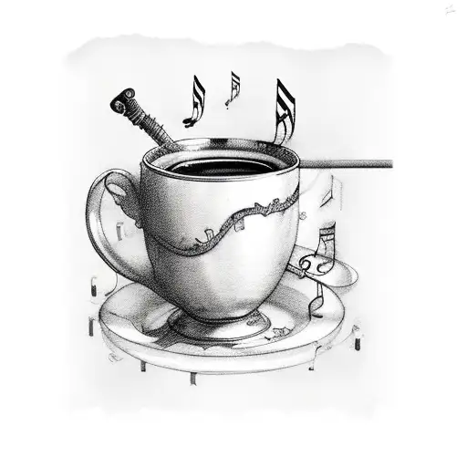 A Coffee Mug With A Musical Staff Wrapped Around It