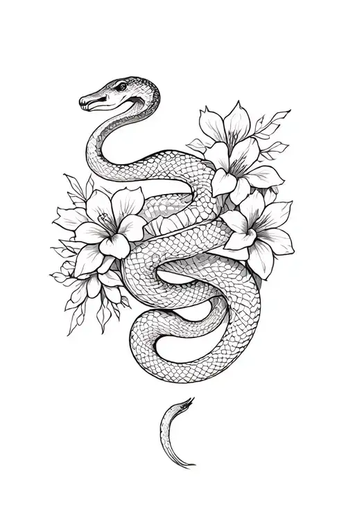 Snake And Flowers Intertwined