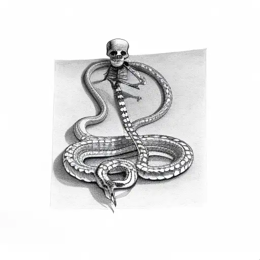 Skeleton Hand Holding A Knife With Snake