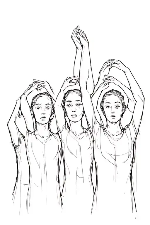 Group Heads Bowed 1 Hand Raised