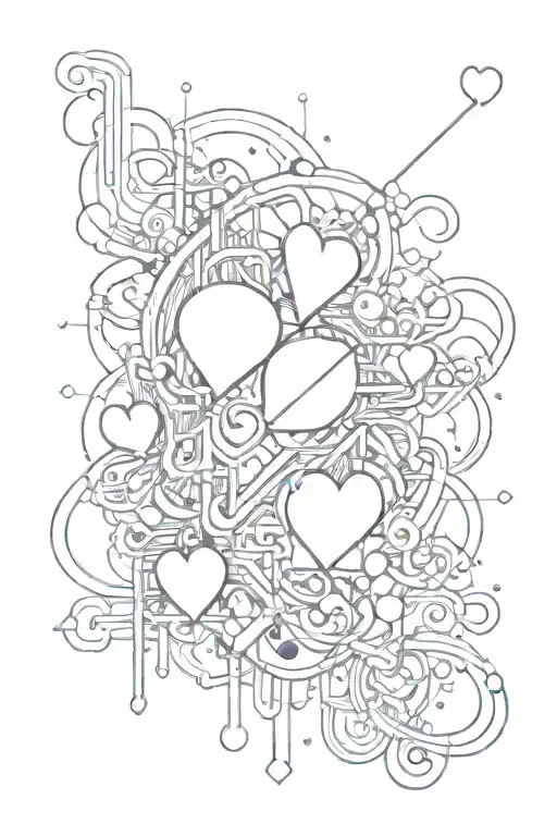 Cyber Tattoo With Little Hearts Connected