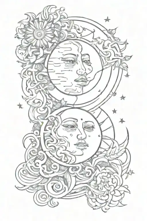 Moon And Sun Tattoo For Brother And Sister