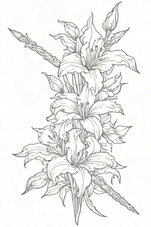 Gladiolus Flower And Tulips Antoinette Impaled Sword