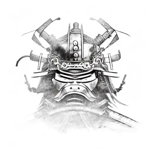 A Samurai Warrior Battling A Monstrous Creature Made Of Metal Scraps