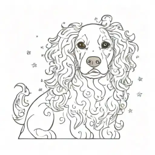 A Dog With Floppy Ears And Curly Hair With Stars Around It
