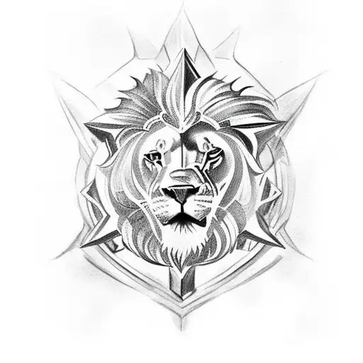 Greek Style Tattoo Of A Lion And A Muscular Man Fighting