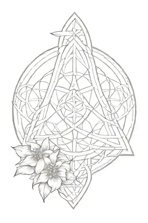 Triquetra Symbol Intertwined Within Flower Of Life