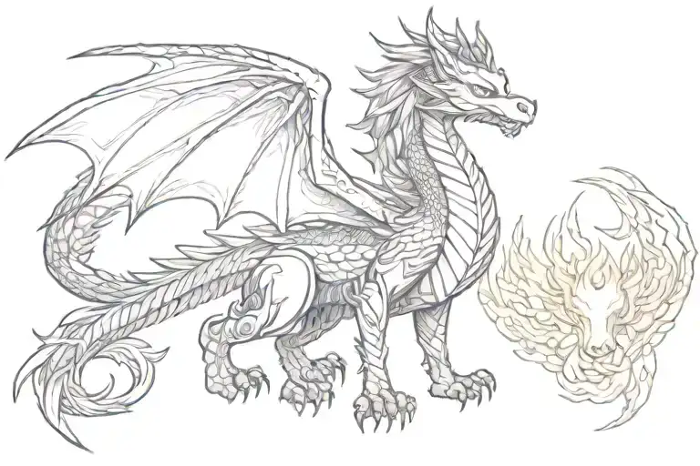 A Dragon With Open Wings Holds A Glowing Fox In Its Paws