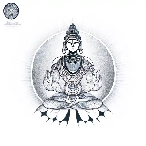 A Serene Meditating Figure With African Tribal Patterns As The Background