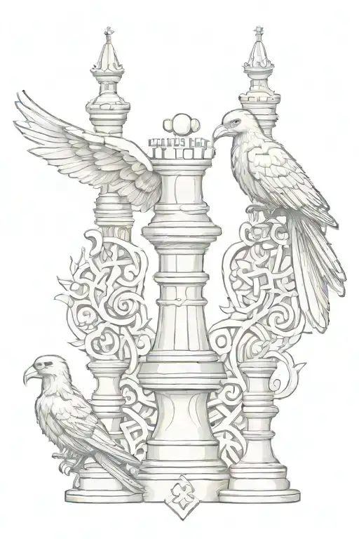 Rooker Family Crest With Chess Castle Piece With 6 Crows On A Celtic Cross