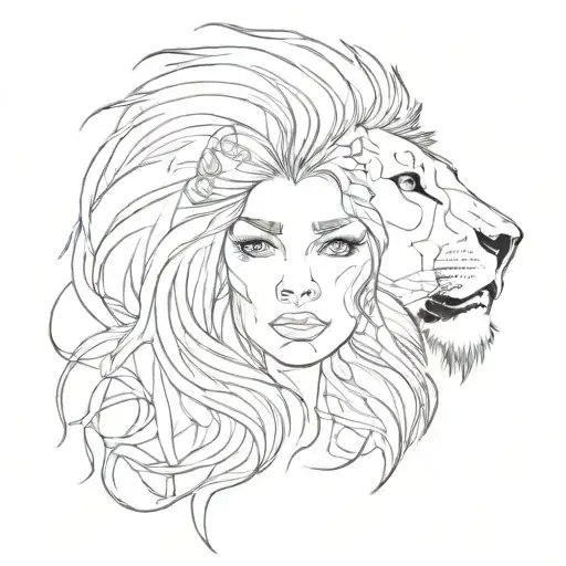 Lion And Girl Face