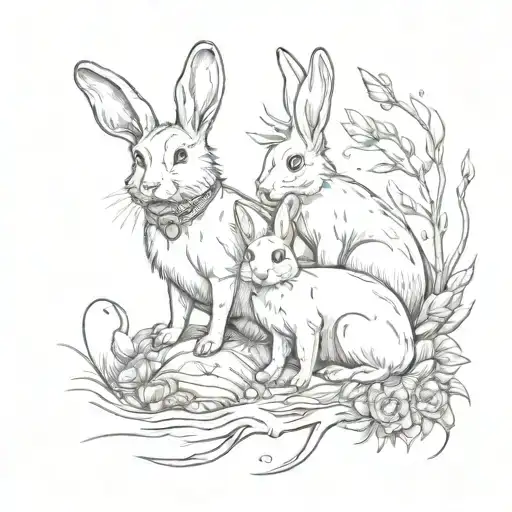 Dog And Rabbit Surrounded