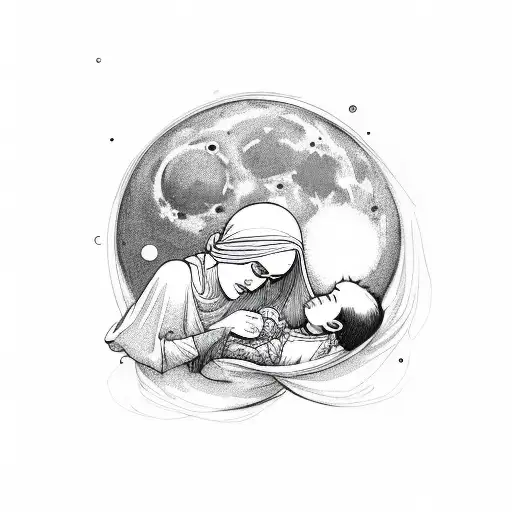 A Moon Cradling A Sleeping Baby