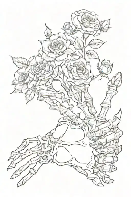 Skeleton Hand Holding Flowers