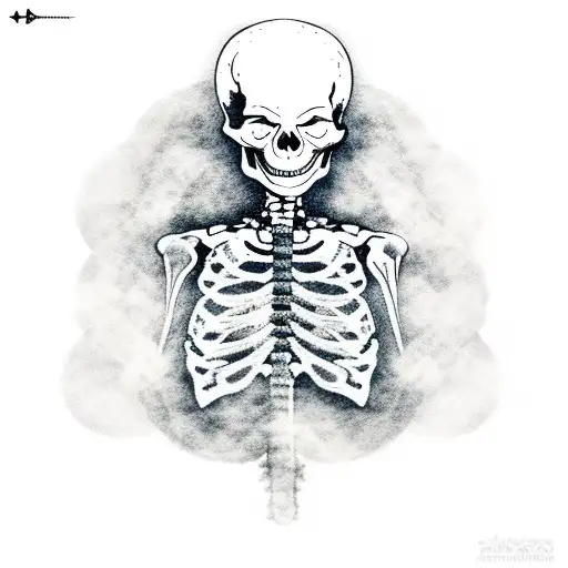 Skeleton Somoking With Smoke Instead Of Lungs